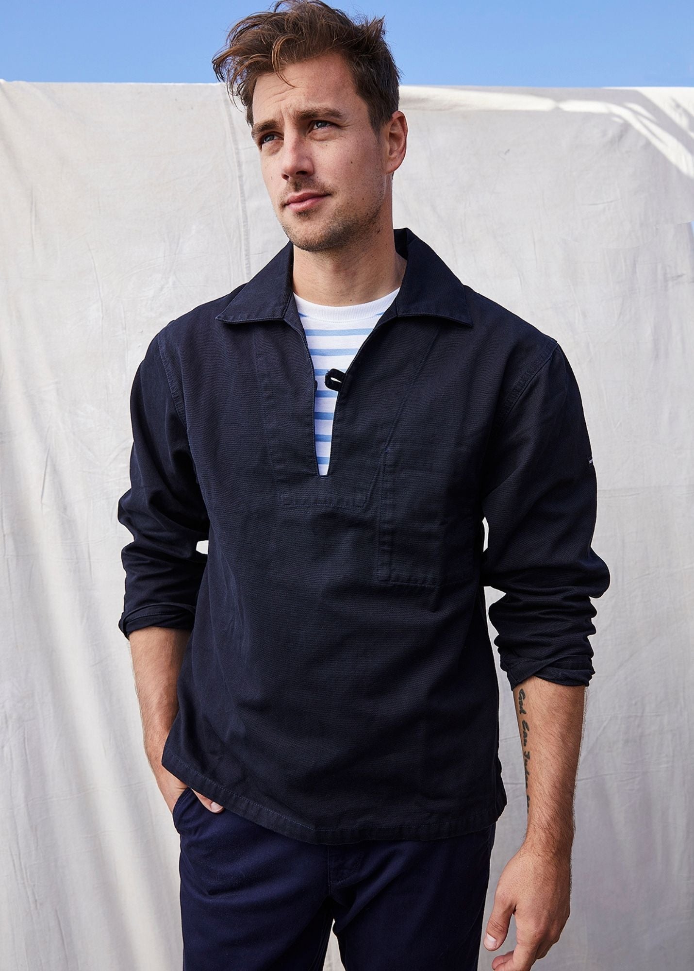ジャケット・アウター OLDFRENCHNAVY St.JAMES COTTONWORKJACKET Men's Smock Style Sailor Jacket | Saint James® Official Site