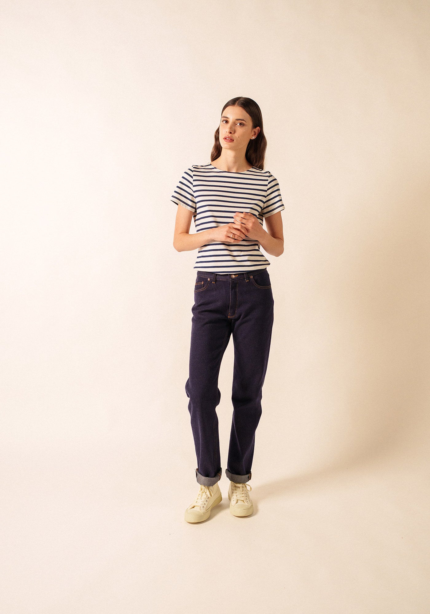 Etrille II Nautical Striped Tee (ECRU / NAVY)