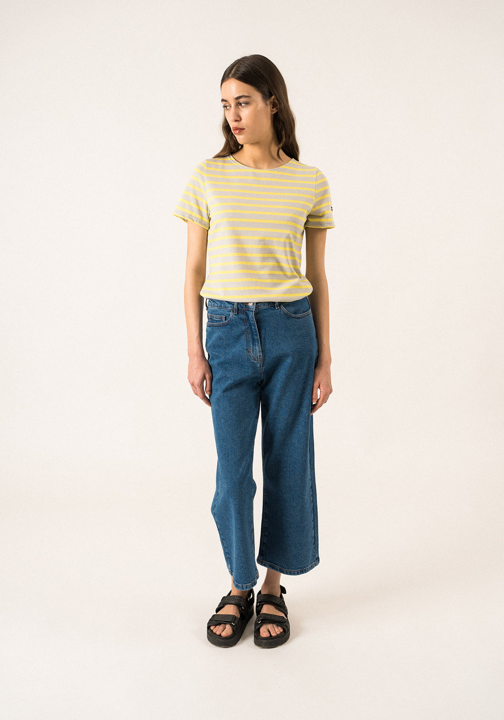 Etrille II Nautical Striped Tee (LIGHT GRAY / YELLOW)