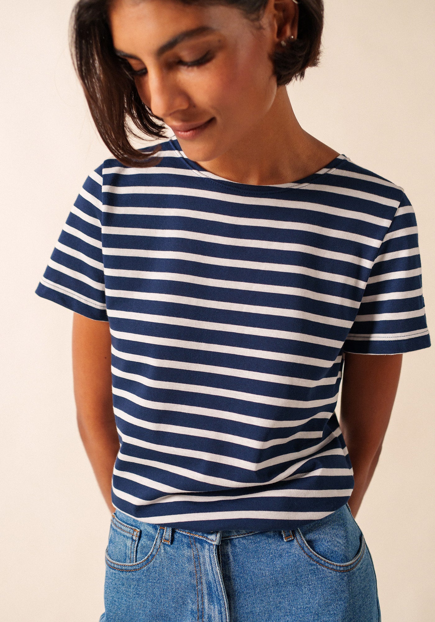 ETRILLE II Nautical Striped Tee (NAVY / WHITE)