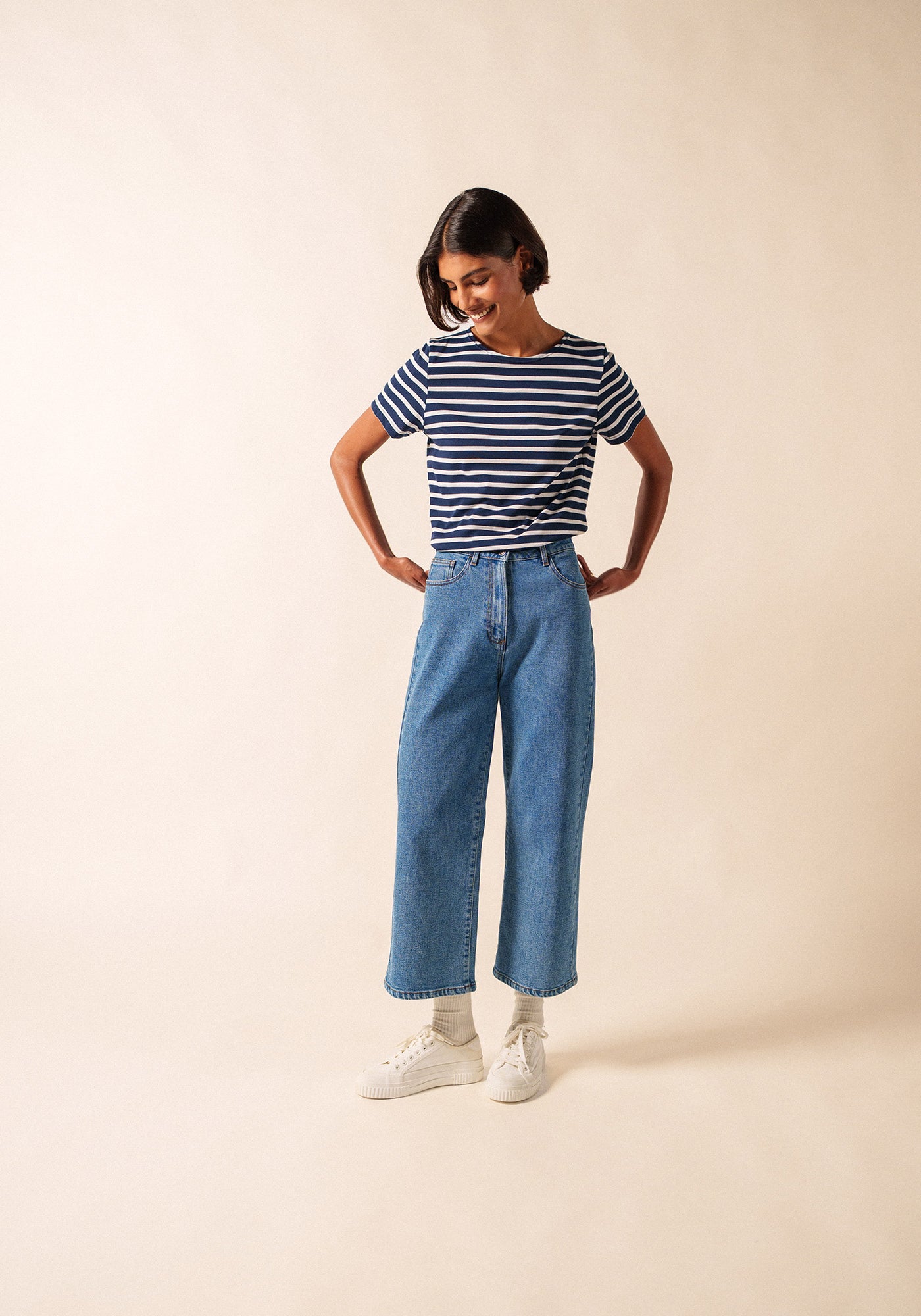 ETRILLE II Nautical Striped Tee (NAVY / WHITE)
