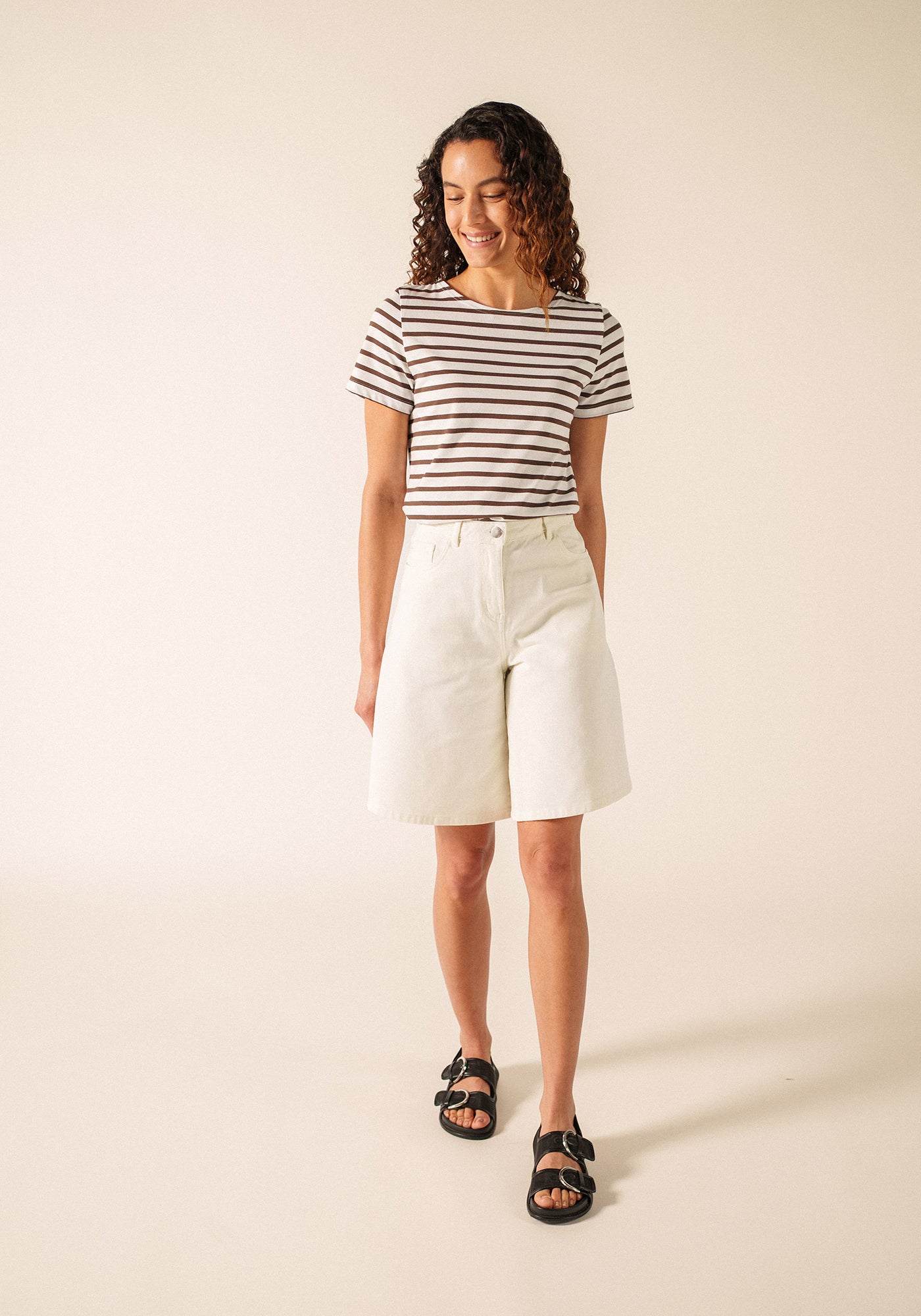 ETRILLE II Nautical Striped Tee (WHITE / CHOCOLATE)