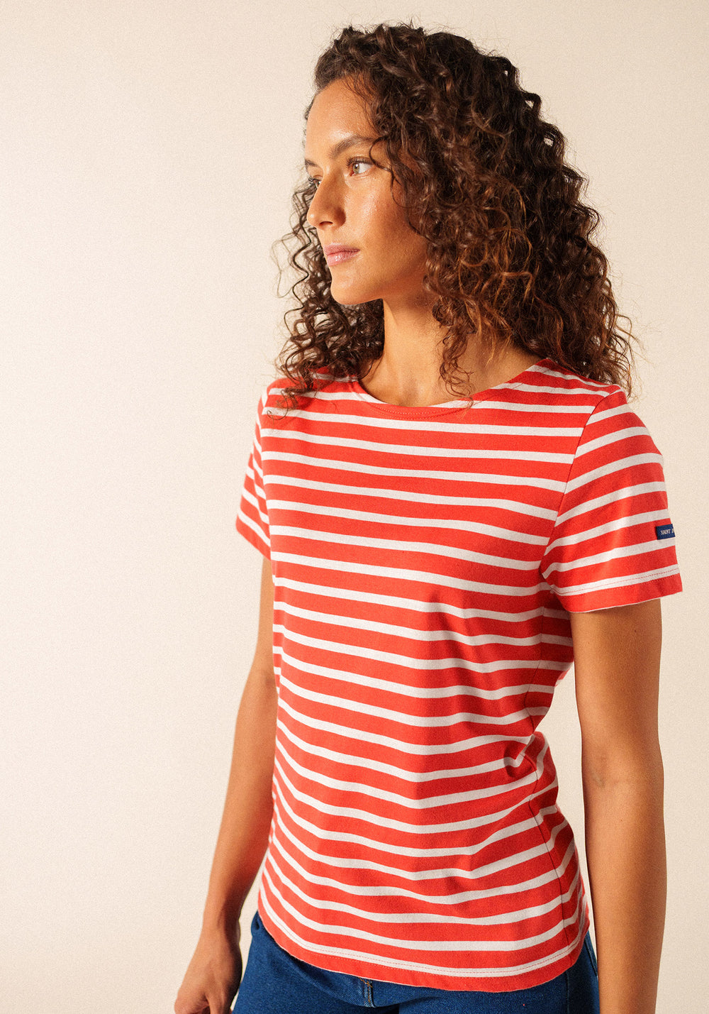 ETRILLE II Nautical Striped Tee (POPPY RED / WHITE)
