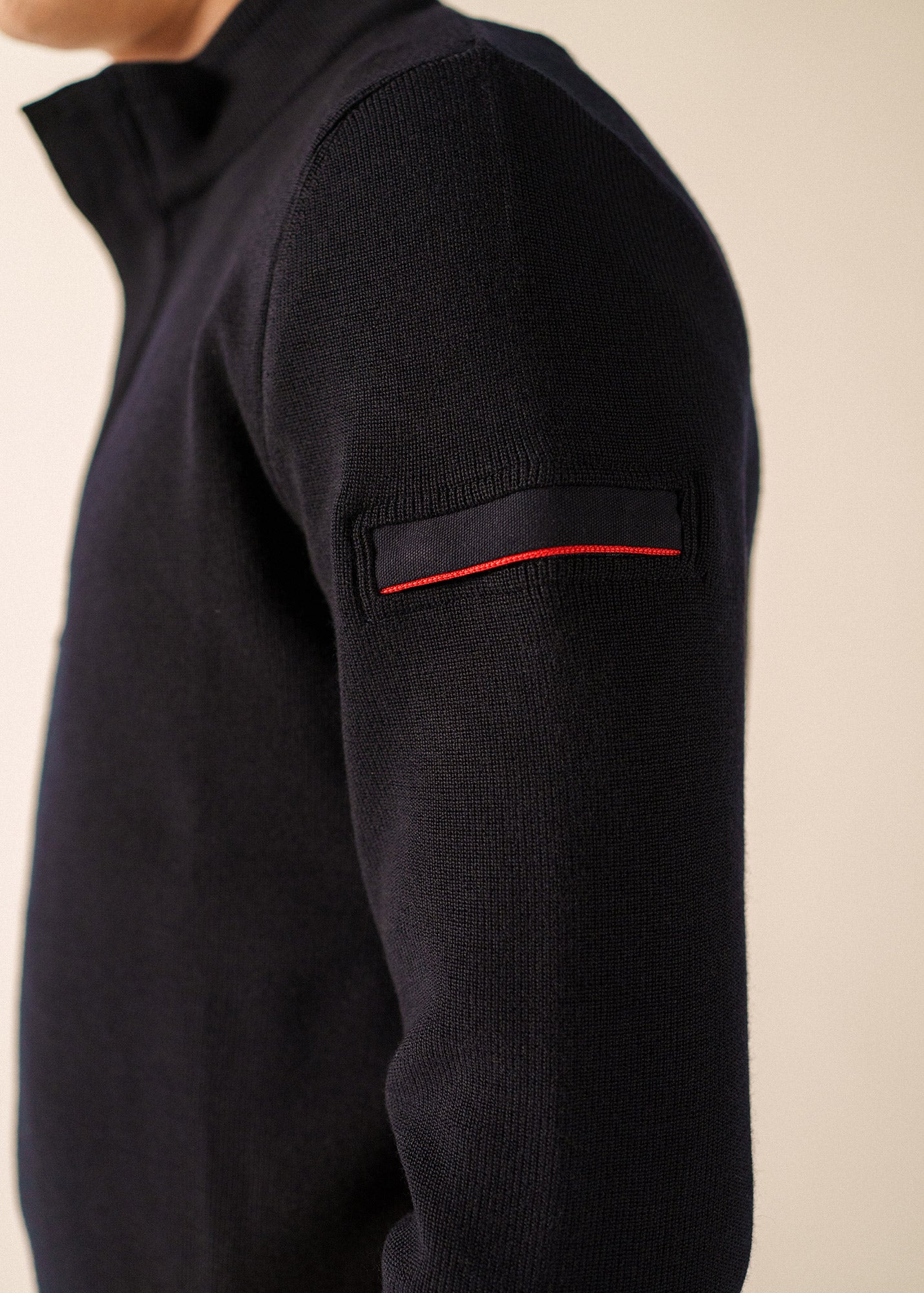 Quarter Zip Sweater - Loup De Mer II - Forearm Canvas Trim Wool
