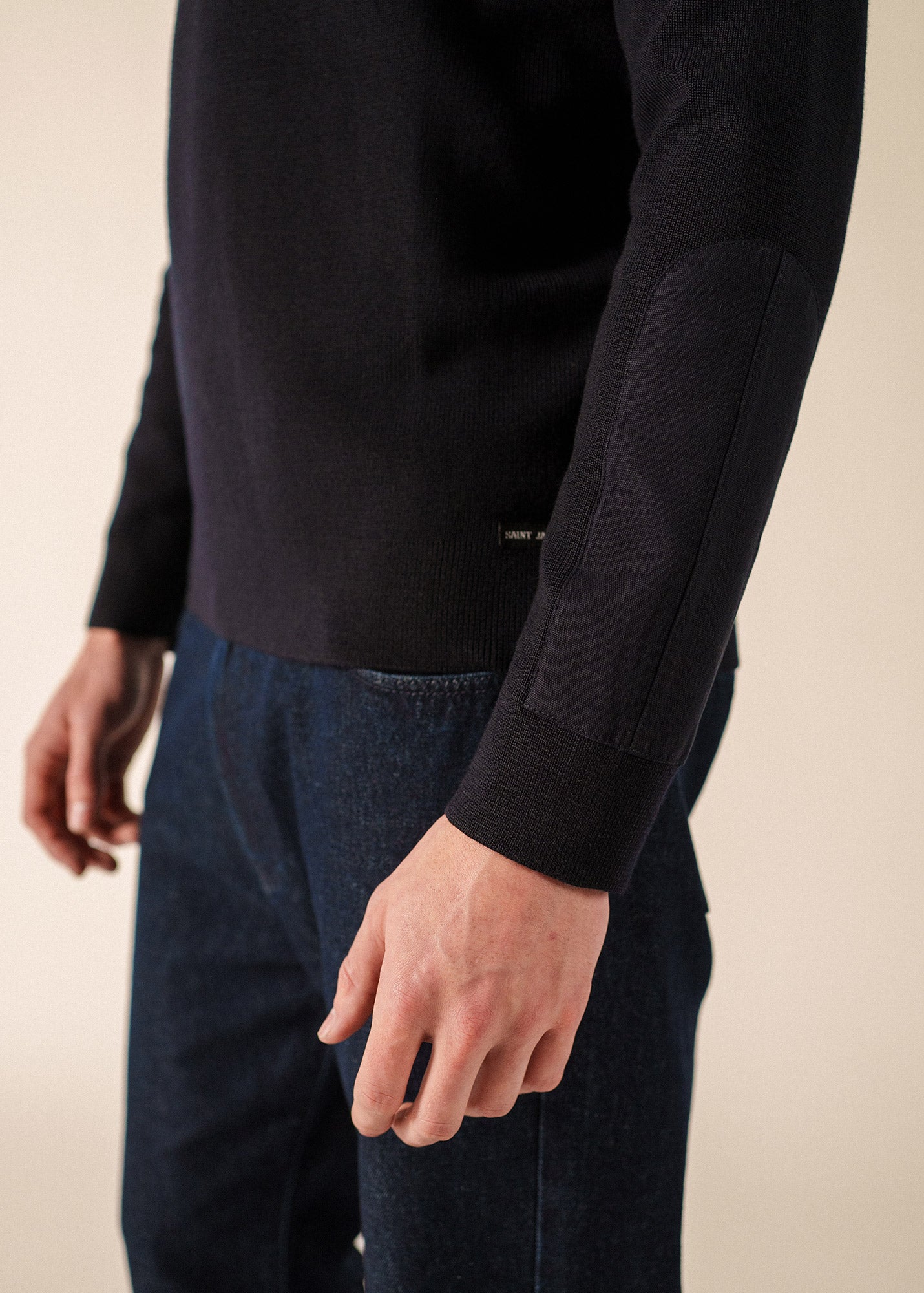 Quarter Zip Sweater - Loup De Mer II - Forearm Canvas Trim Wool