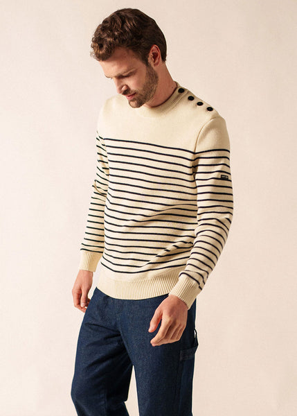 【新品】Trois Logo Bicolor Rib Knit Set 8645_50-ECRU-MARINE-E-shop-BD-