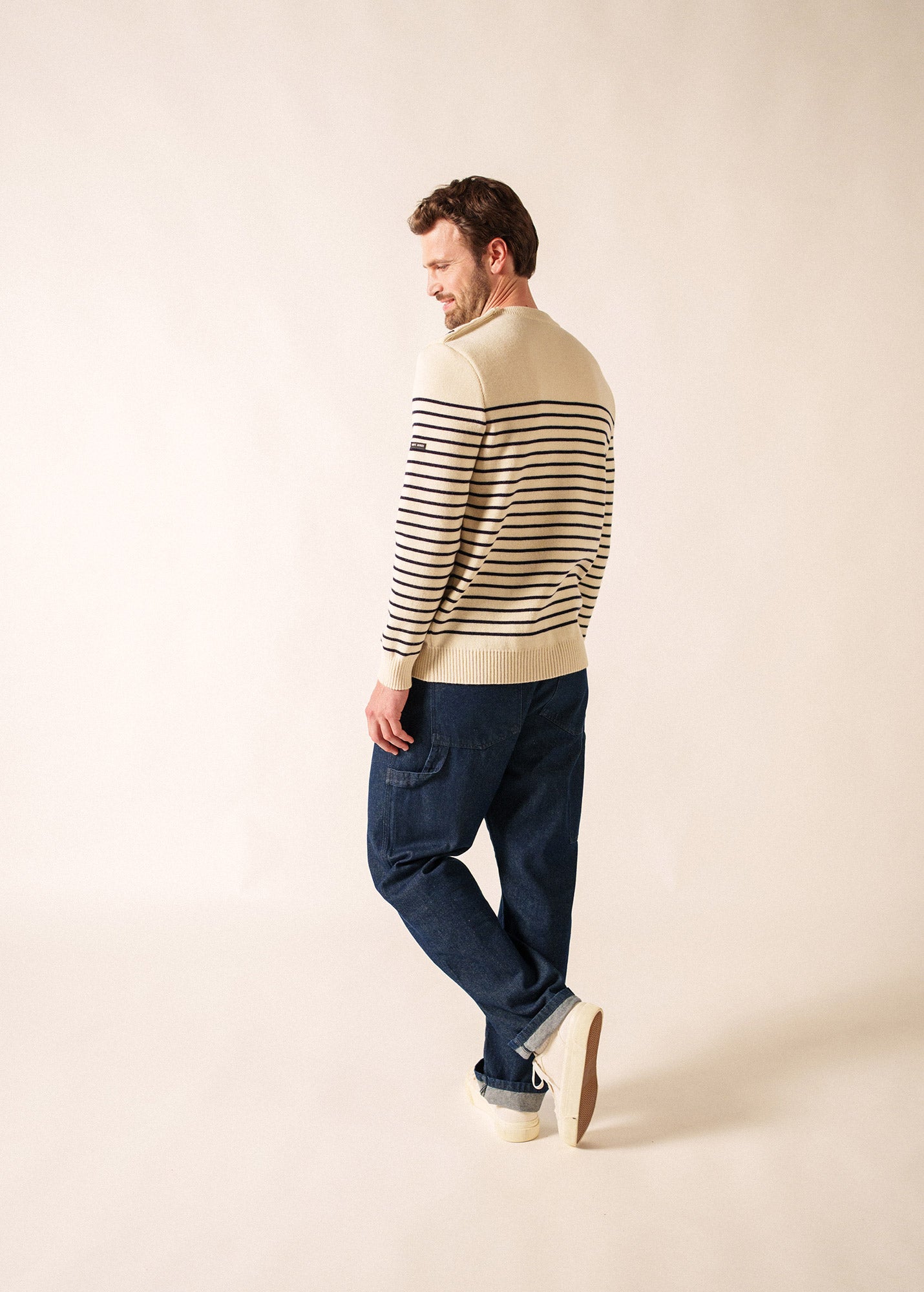 BINIC - Striped Breton Sweater With Shoulder Buttons in Wool