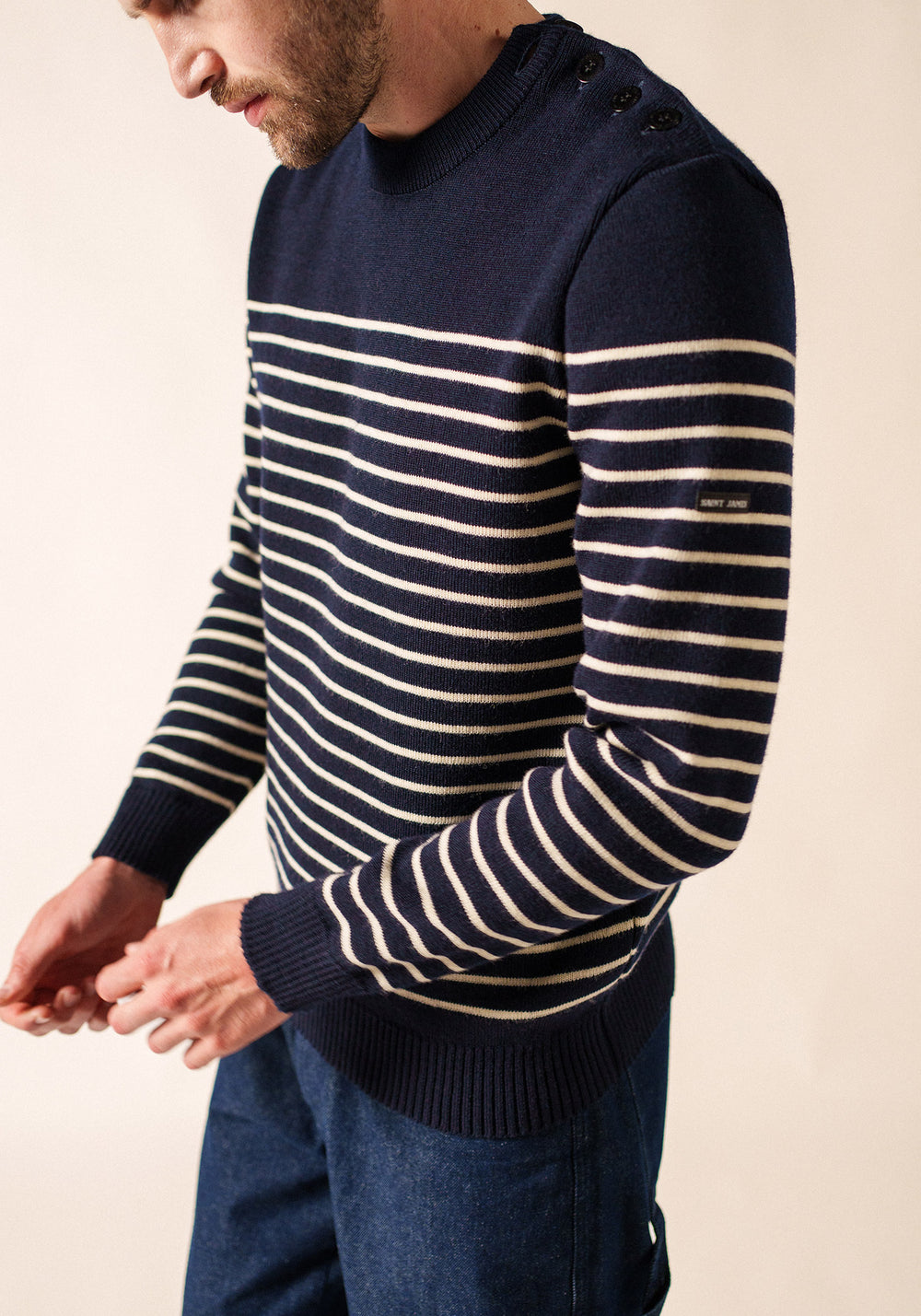 Binic Fisherman Sweater (NAVY / ECRU)