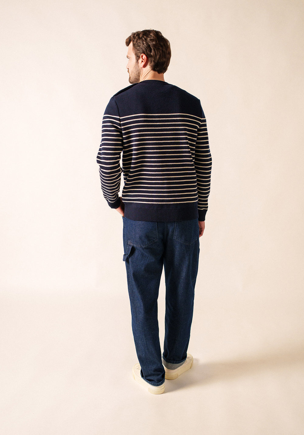 Binic Fisherman Sweater (NAVY / ECRU)