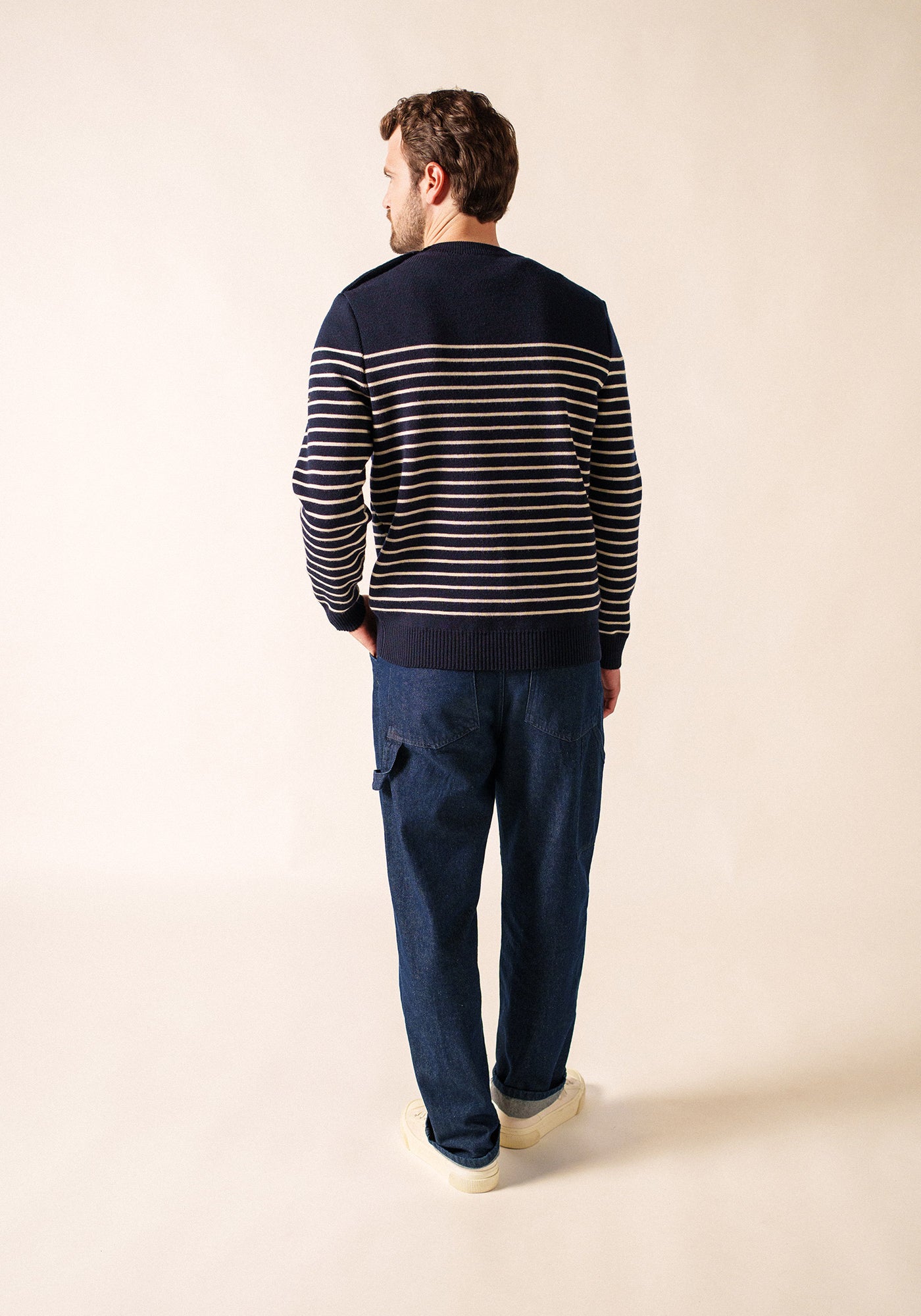 Binic Fisherman Sweater (NAVY / ECRU)