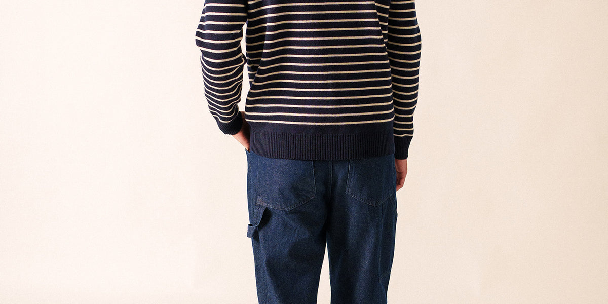 Breton Striped Fisherman Sweater - Shoulder Buttons - Saint James 