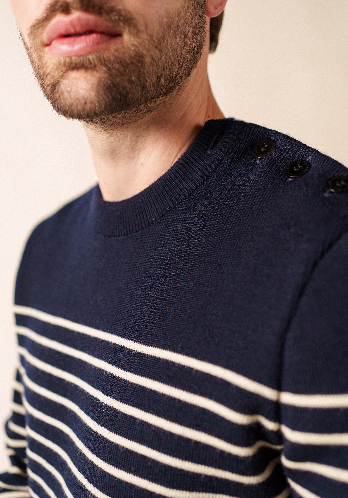 Binic Fisherman Sweater (NAVY / ECRU)