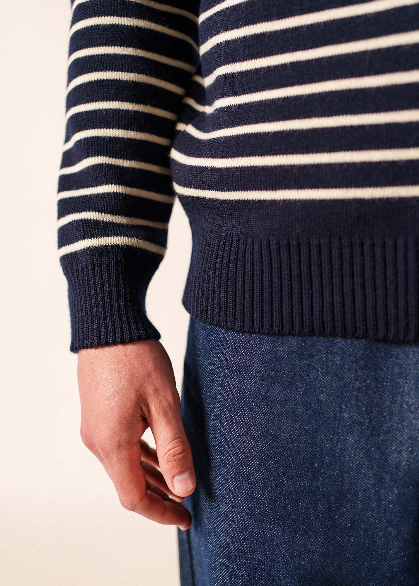 Breton Striped Fisherman Sweater - Shoulder Buttons - Saint James