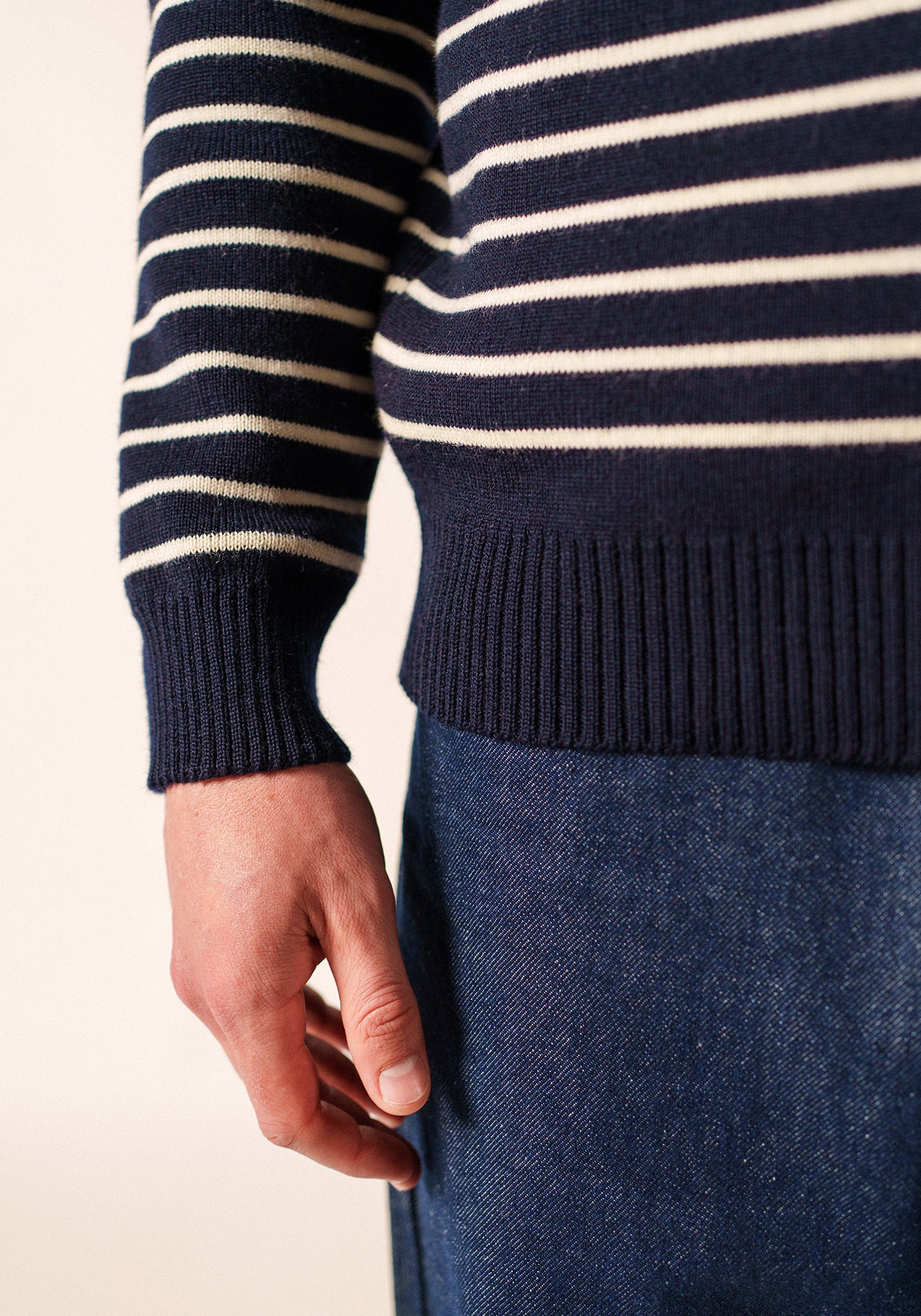 Binic Fisherman Sweater (NAVY / ECRU)