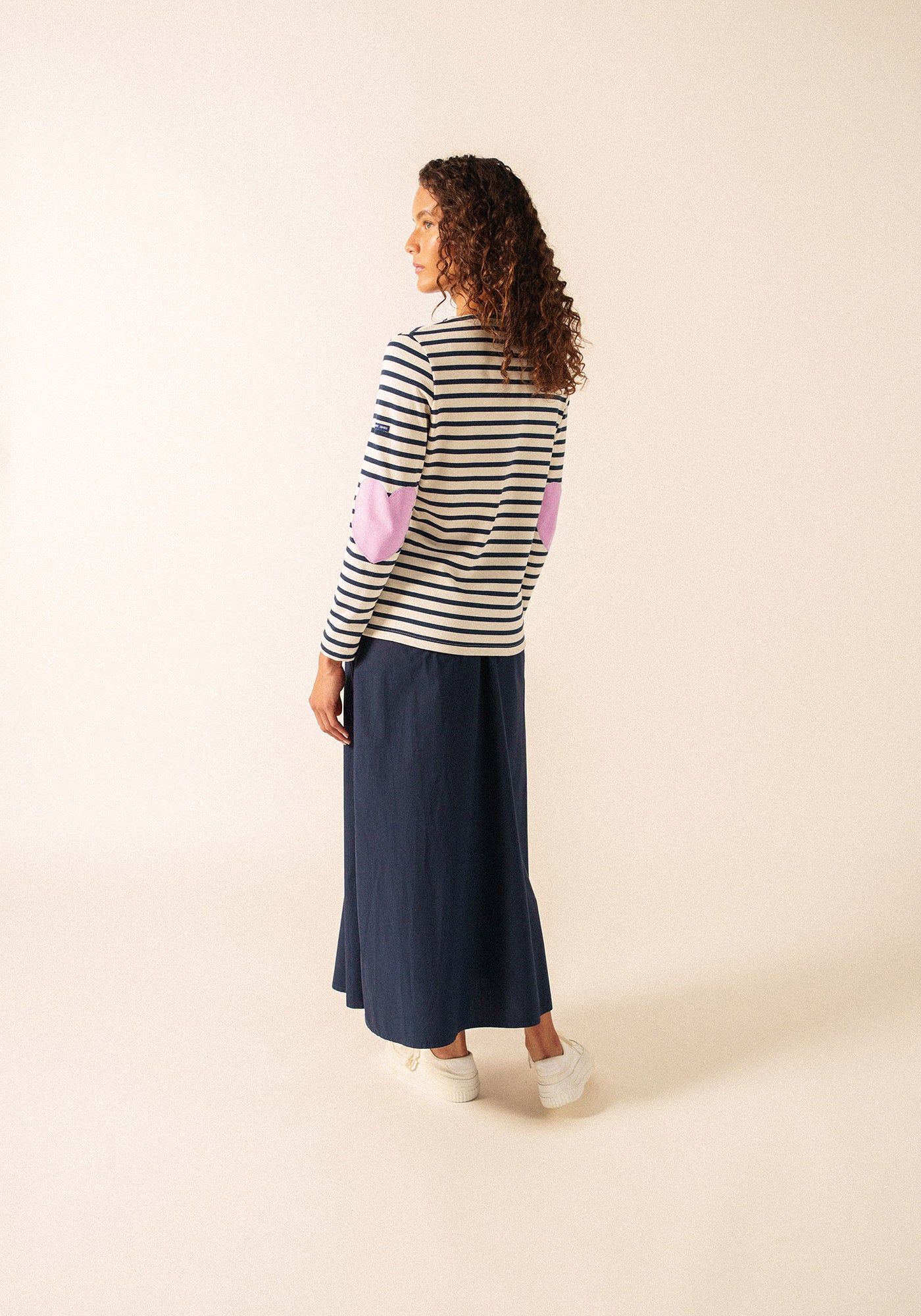 Vaujany Heart Breton Shirt (ECRU / NAVY / TEA ROSE PINK)