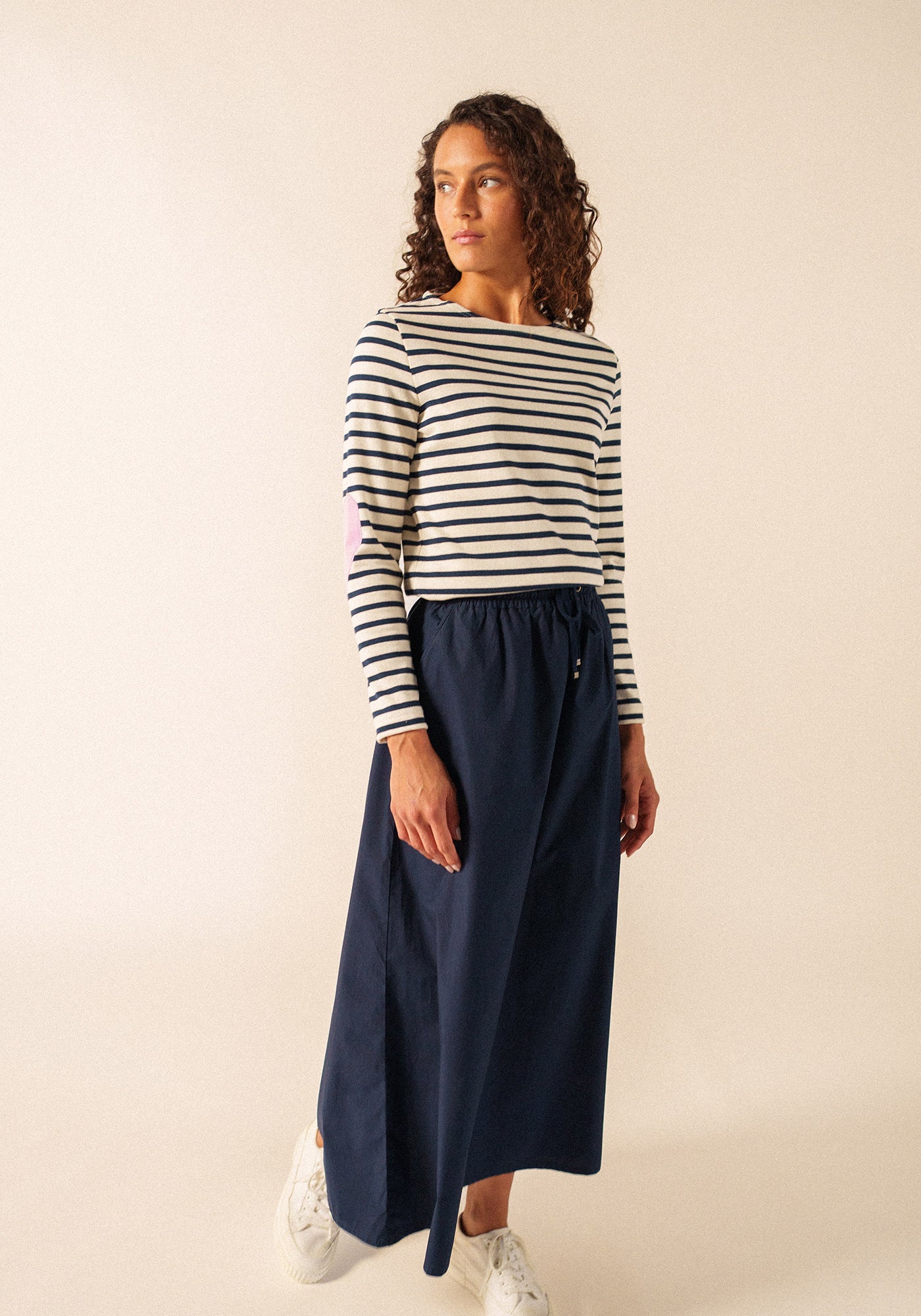 Vaujany Heart Breton Shirt (ECRU / NAVY / TEA ROSE PINK)