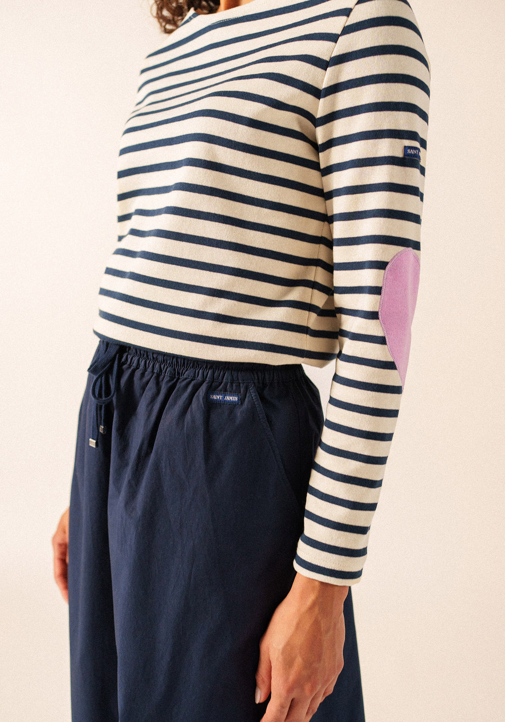 Vaujany Heart Breton Shirt (ECRU / NAVY / TEA ROSE PINK)