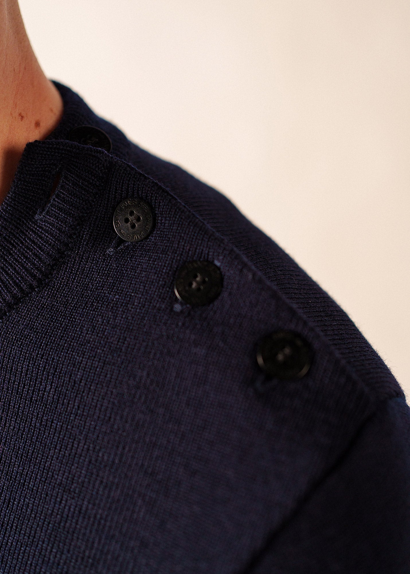 Black Wool Fisherman Sweater with Button Shoulder | Loose Fit