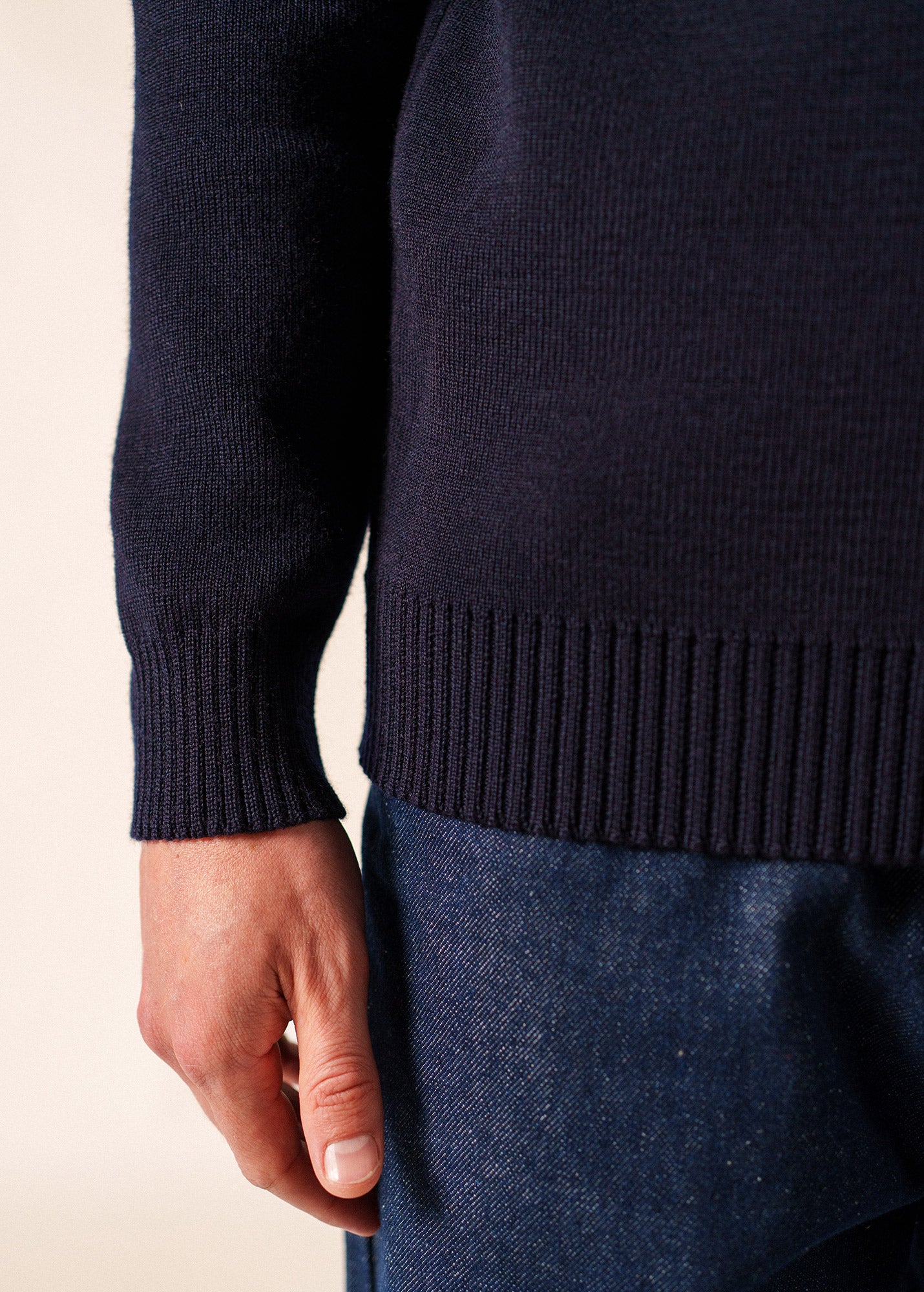 Black Wool Fisherman Sweater with Button Shoulder | Loose Fit