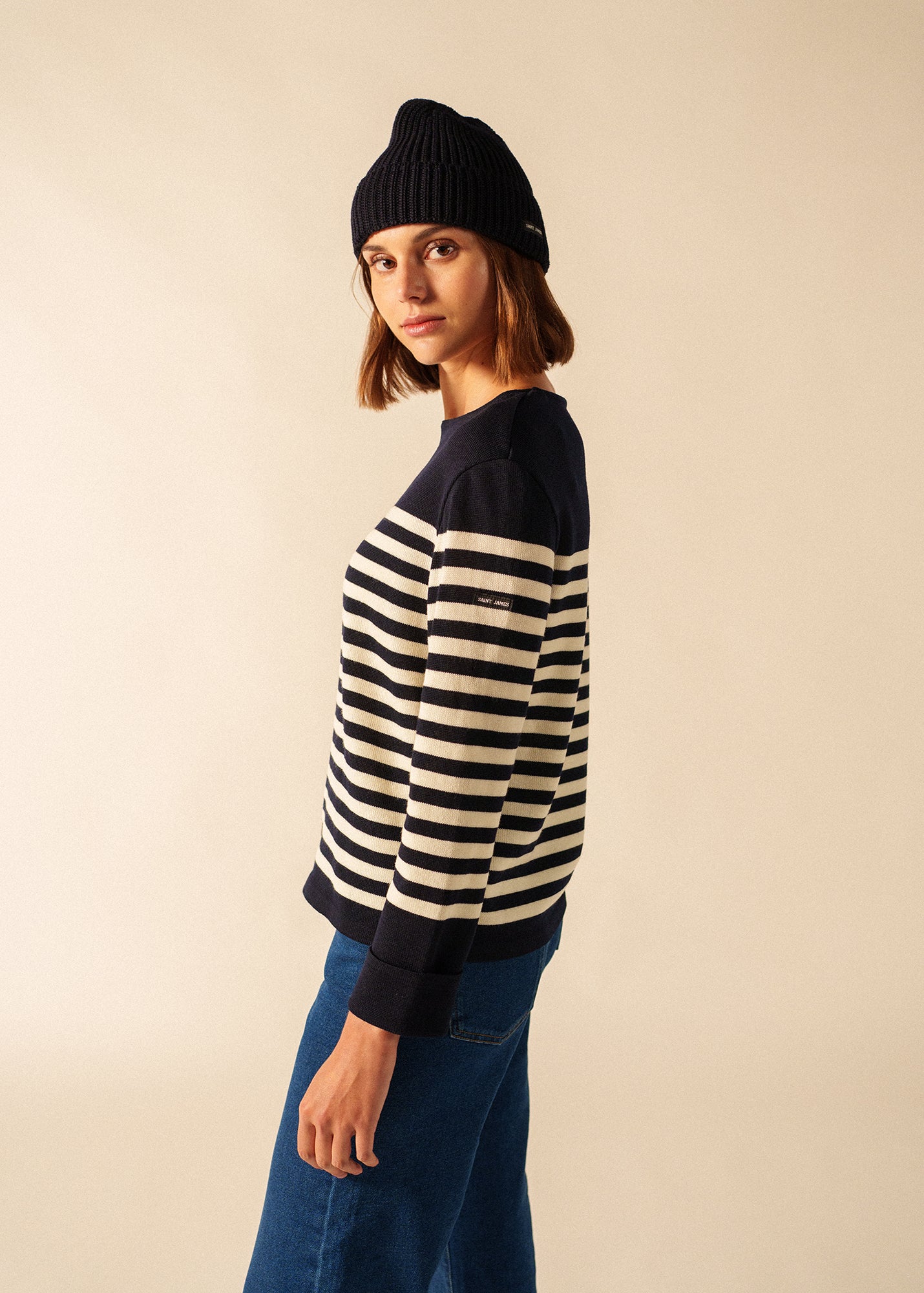 【sol】Sparkling Knit Beanie (NAVY) Navy Blue Fleece Lined Acrylic Knit Winter Hat CP90L-NVY