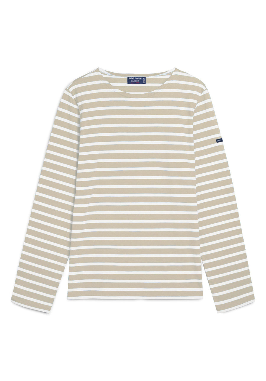 Minquiers Modern Breton Shirt (OATMEAL / WHITE)