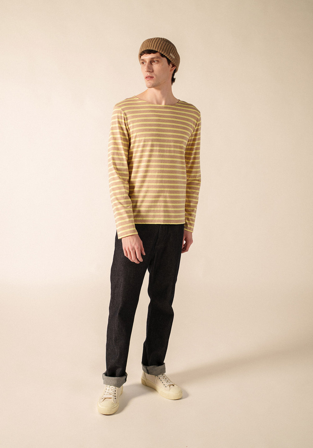 MINQUIERS MODERN Breton Shirt (BEIGE MELANGE/ BUTTER YELLOW)