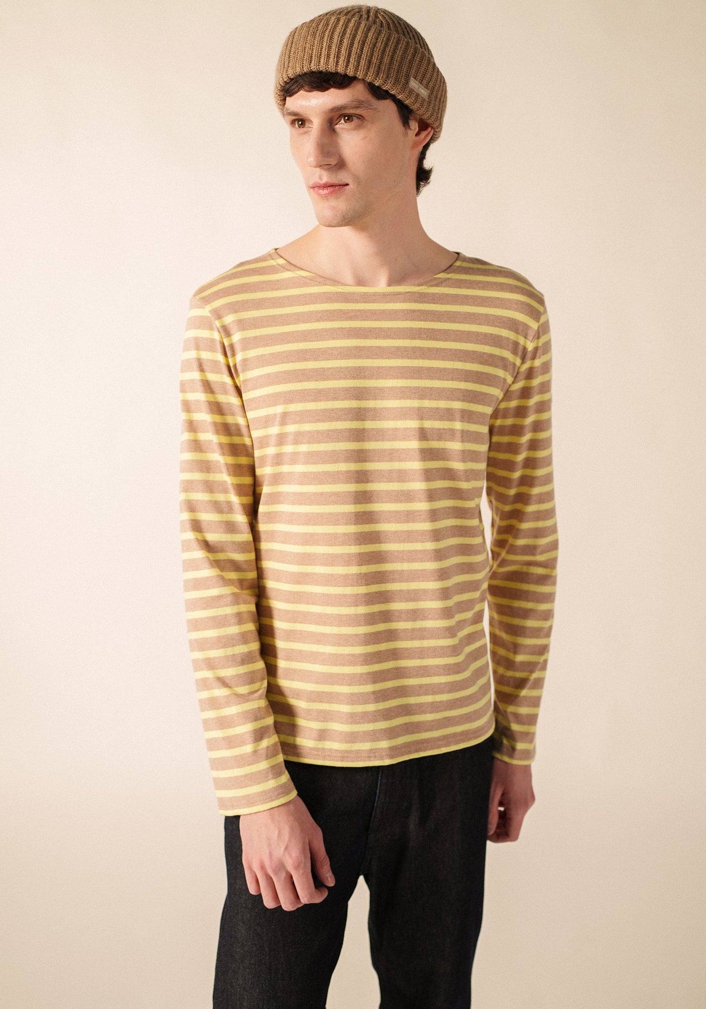 MINQUIERS MODERN Breton Shirt (BEIGE MELANGE/ BUTTER YELLOW)