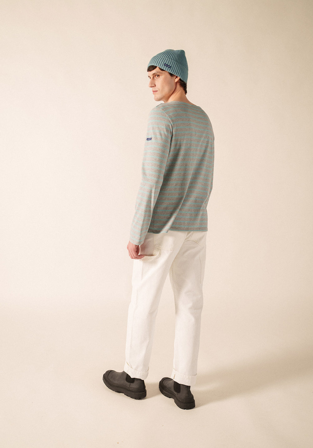 MINQUIERS MODERN Breton Shirt (PEARL MELANGE / LIGHT COASTAL BLUE)