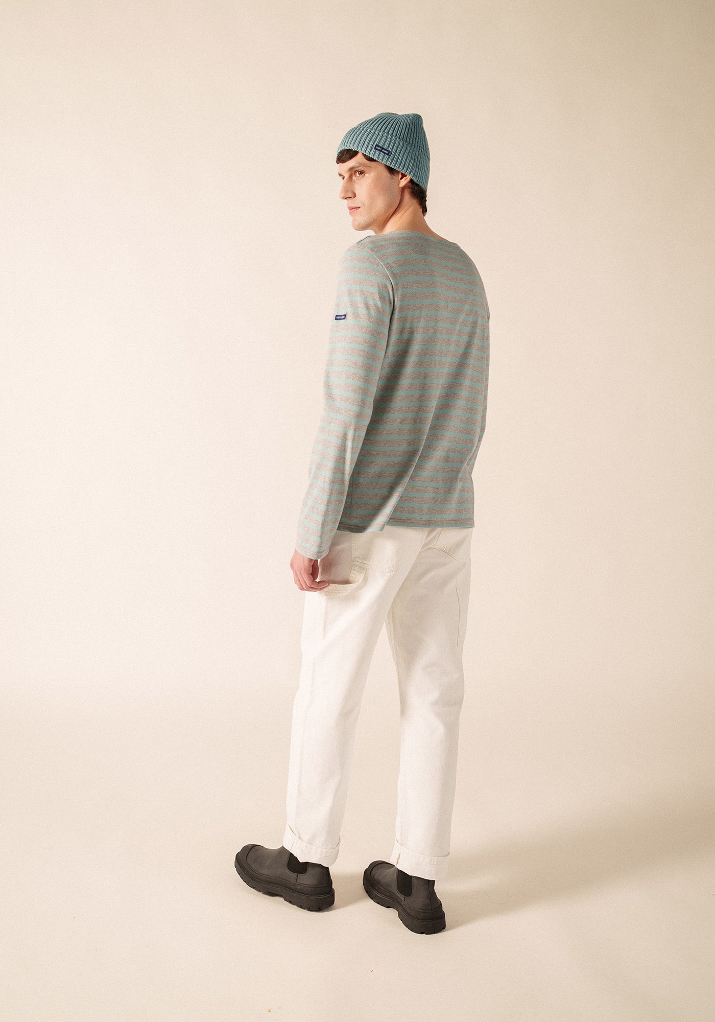 MINQUIERS MODERN Breton Shirt (PEARL MELANGE / LIGHT COASTAL BLUE)