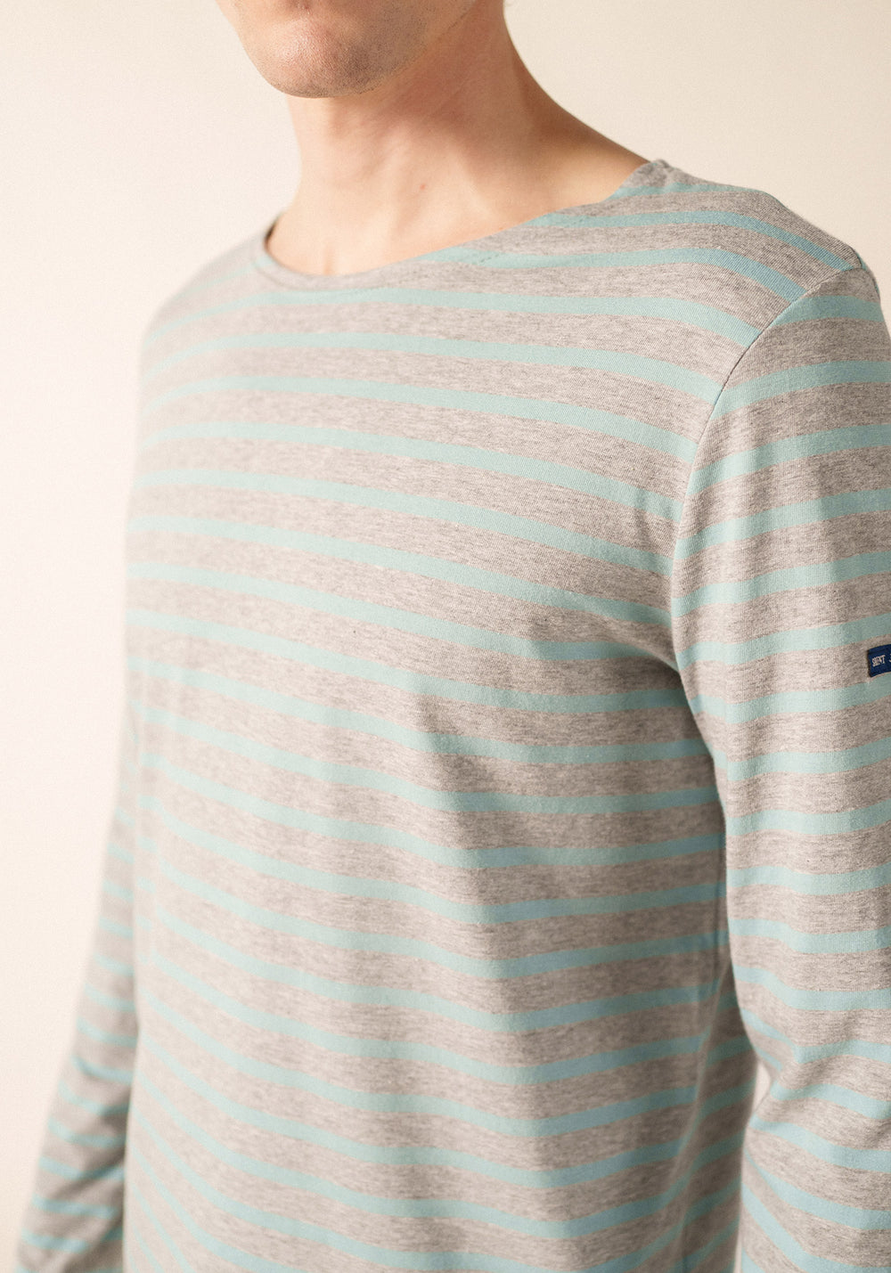 MINQUIERS MODERN Breton Shirt (PEARL MELANGE / LIGHT COASTAL BLUE)