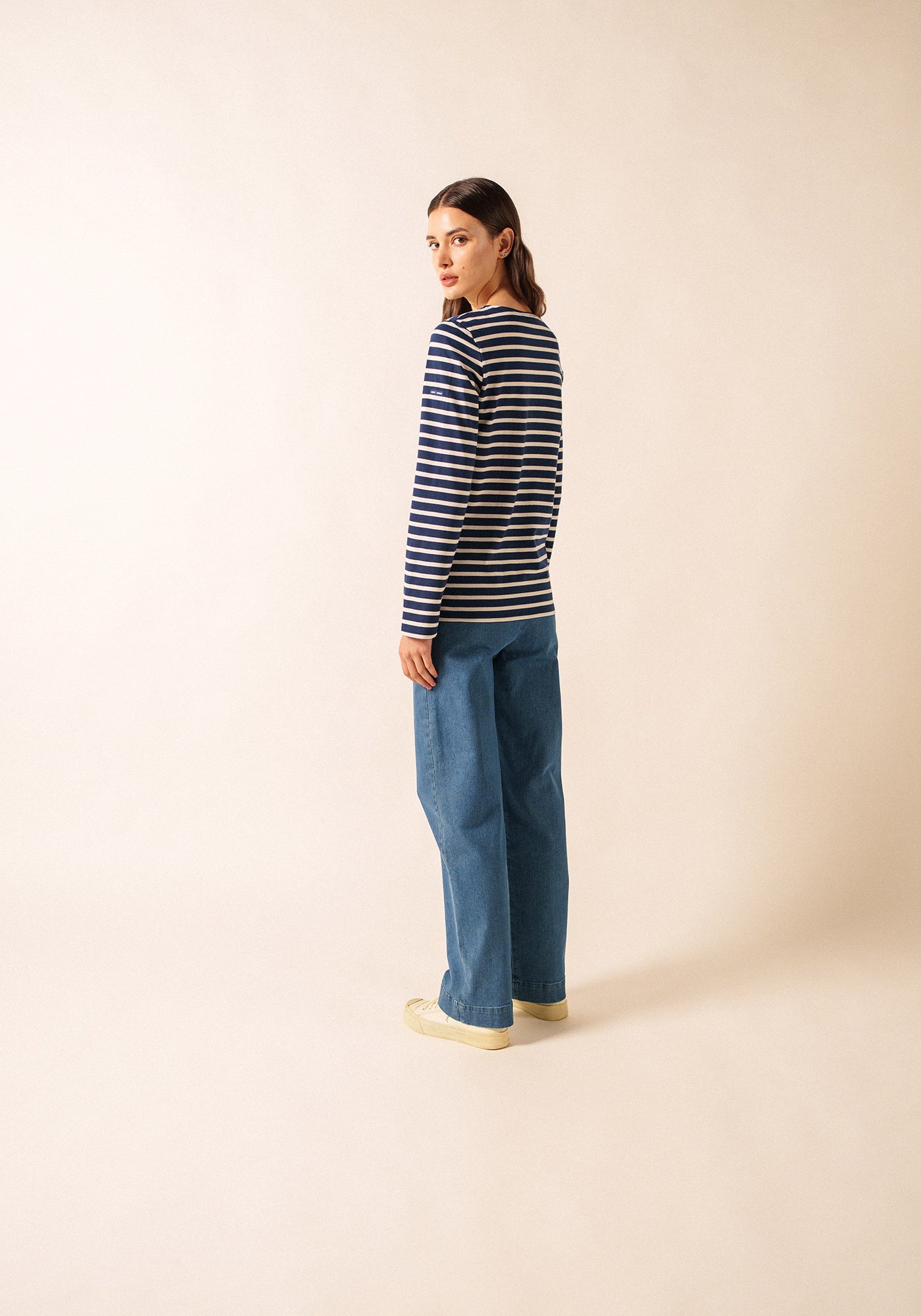 Minquiers Modern Breton Shirt (NAVY / ECRU)