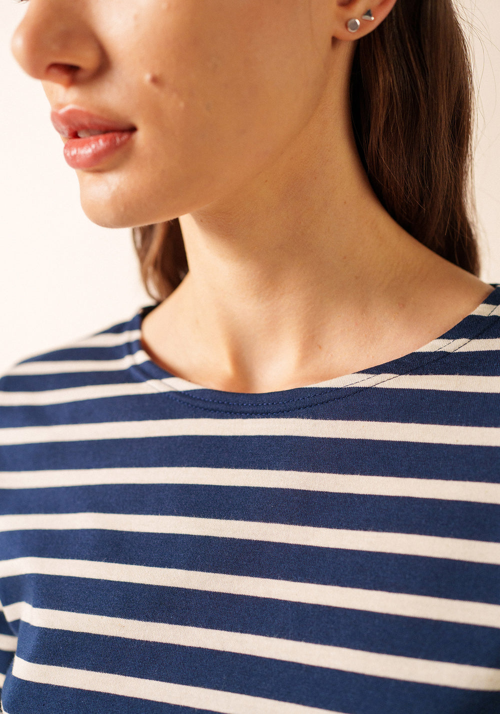 Minquiers Modern Breton Shirt (NAVY / ECRU)