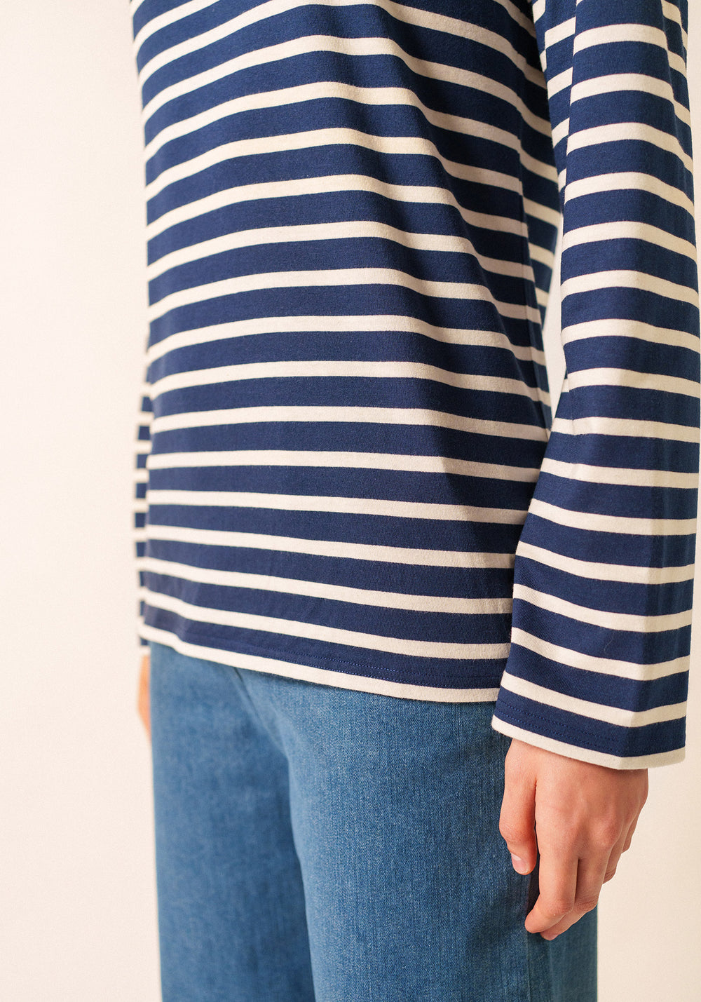 Minquiers Modern Breton Shirt (NAVY / ECRU)