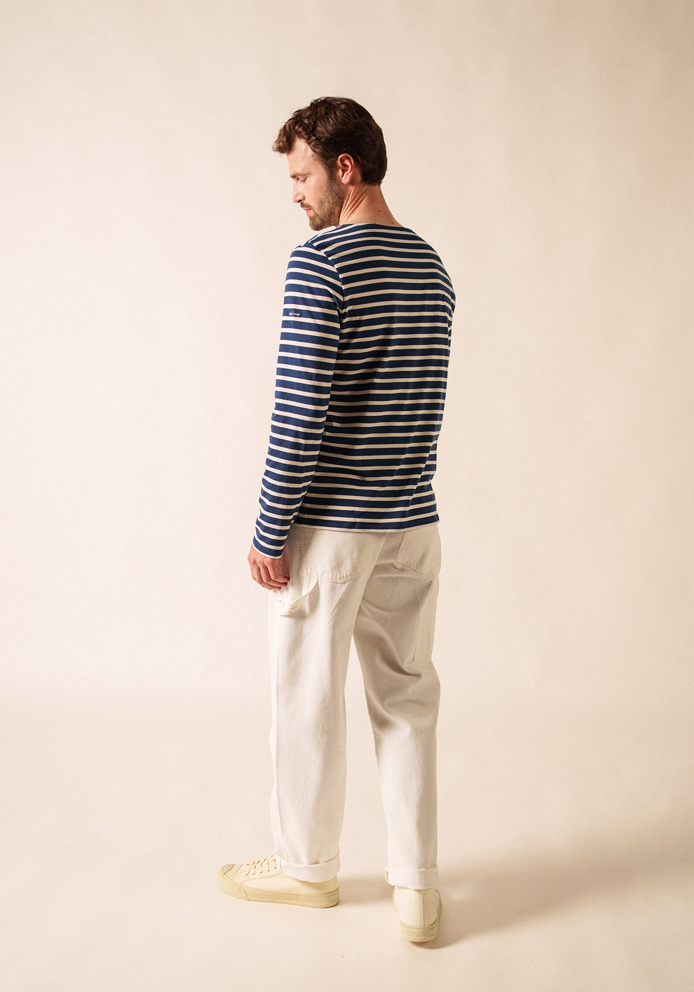 Minquiers Modern Breton Shirt (NAVY / ECRU)