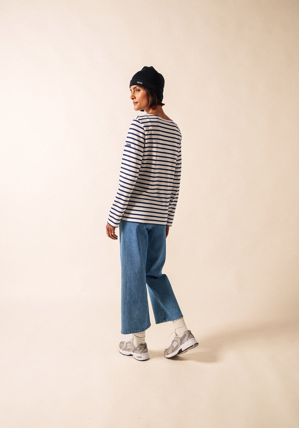 Minquiers Modern Breton Shirt (WHITE / NAVY)