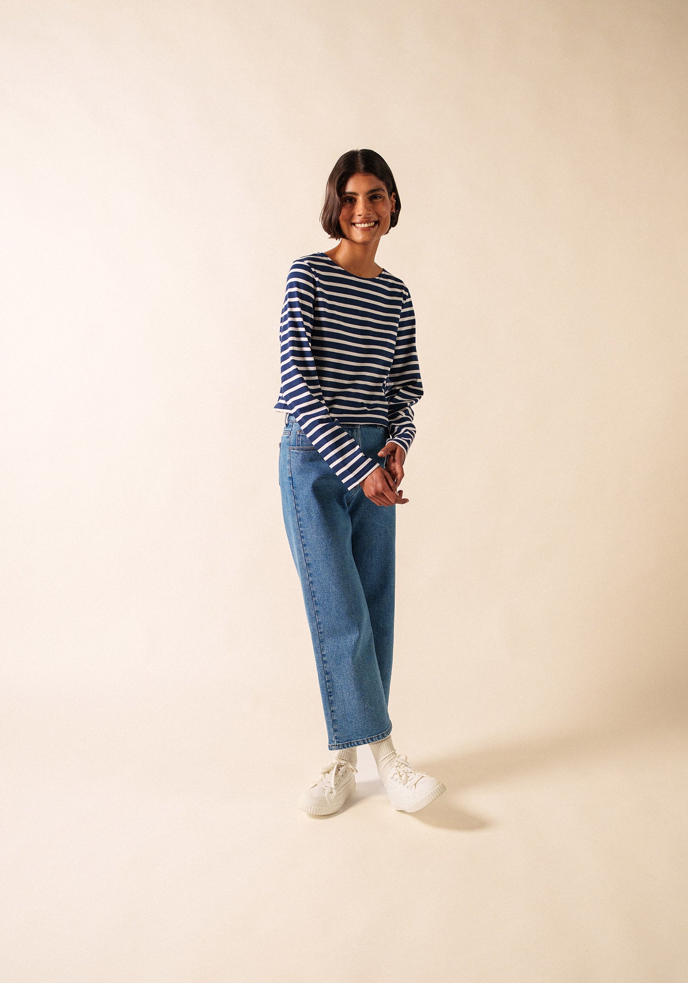 Minquiers Modern Breton Shirt (NAVY / WHITE)