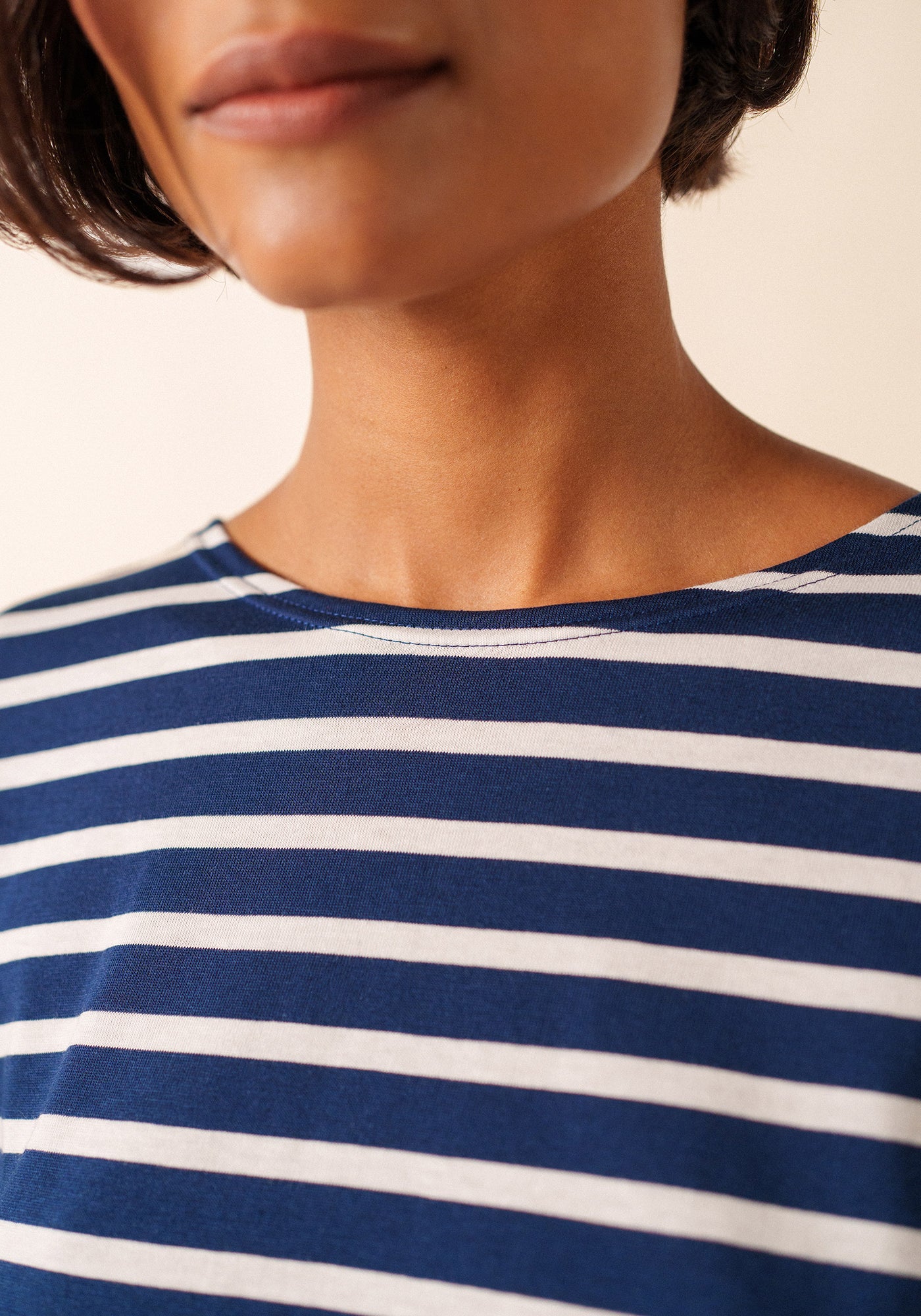 Minquiers Modern Breton Shirt (NAVY / WHITE)