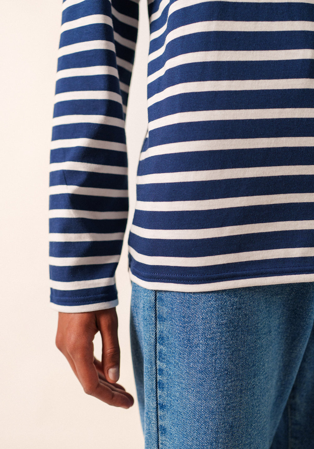 Minquiers Modern Breton Shirt (NAVY / WHITE)