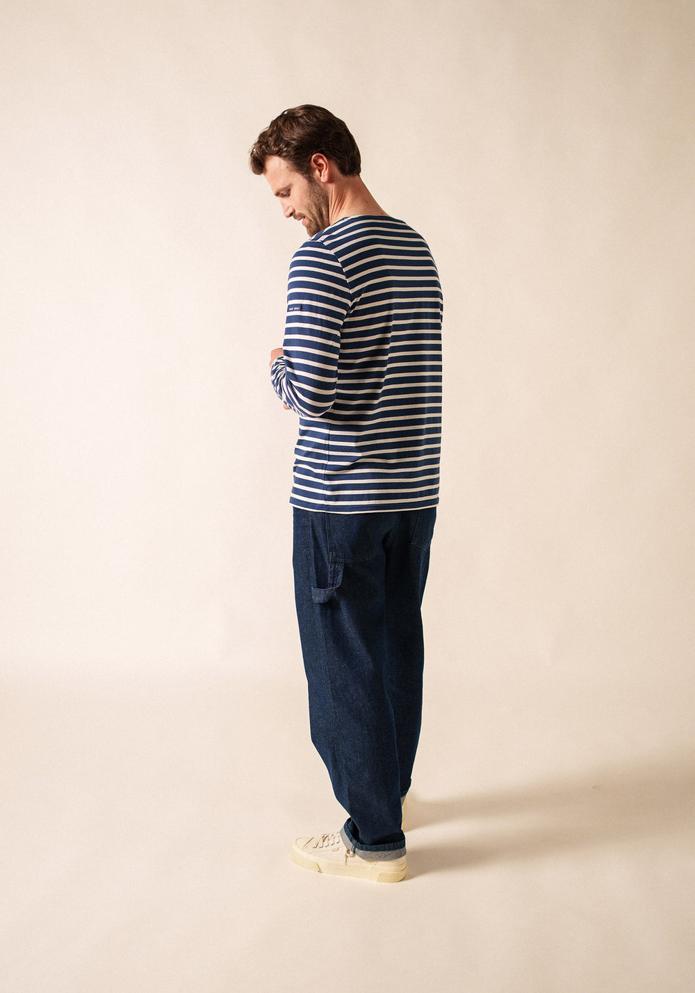 Minquiers Modern Breton Shirt (NAVY / WHITE)