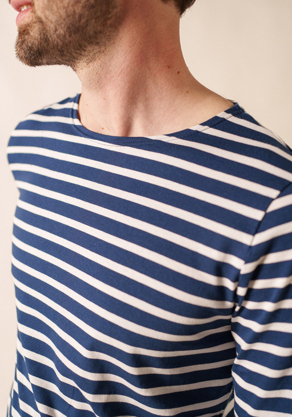 Minquiers Modern Breton Shirt (NAVY / WHITE)