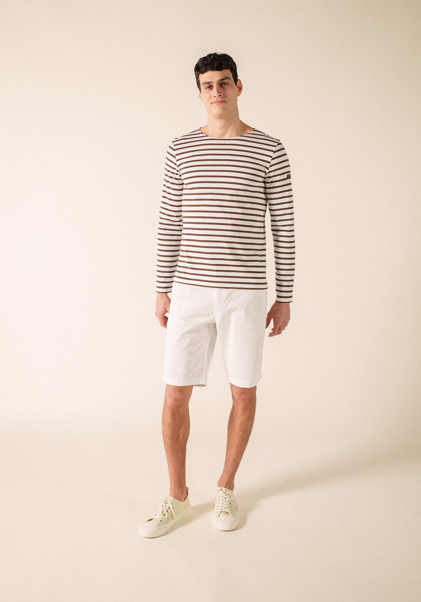 MINQUIERS MODERN Breton Shirt (WHITE / CHOCOLATE)
