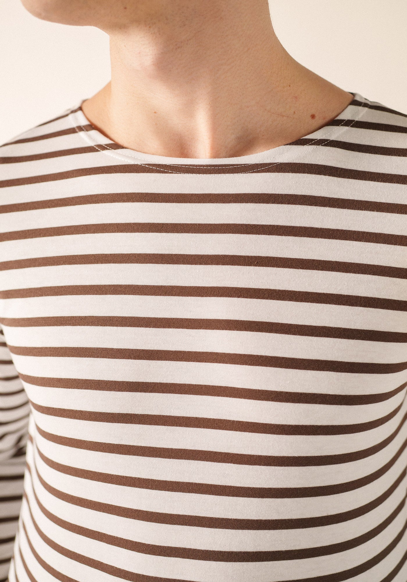 MINQUIERS MODERN Breton Shirt (WHITE / CHOCOLATE)