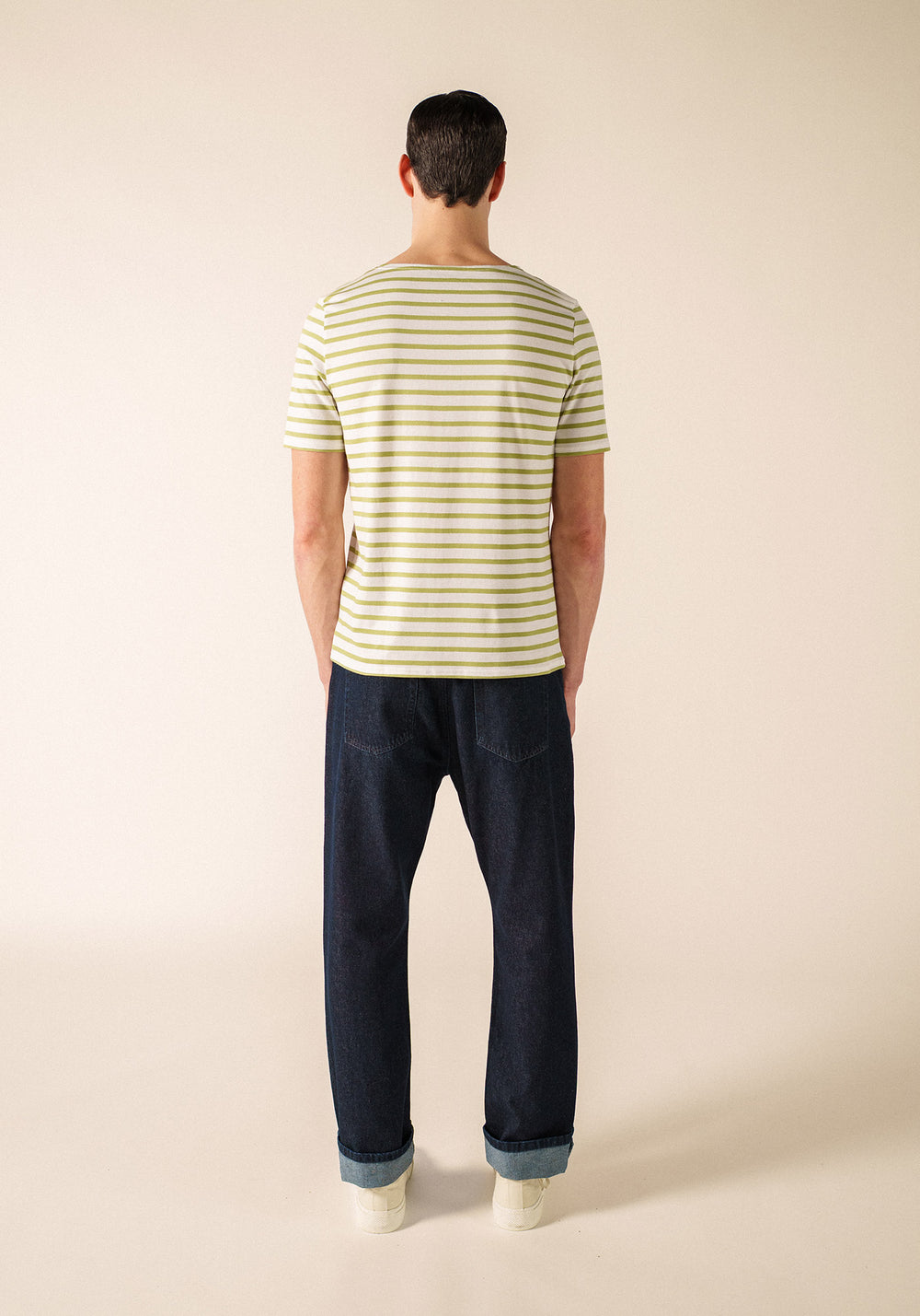 Levant Breton Shirt (WHITE / SAGE OLIVE)