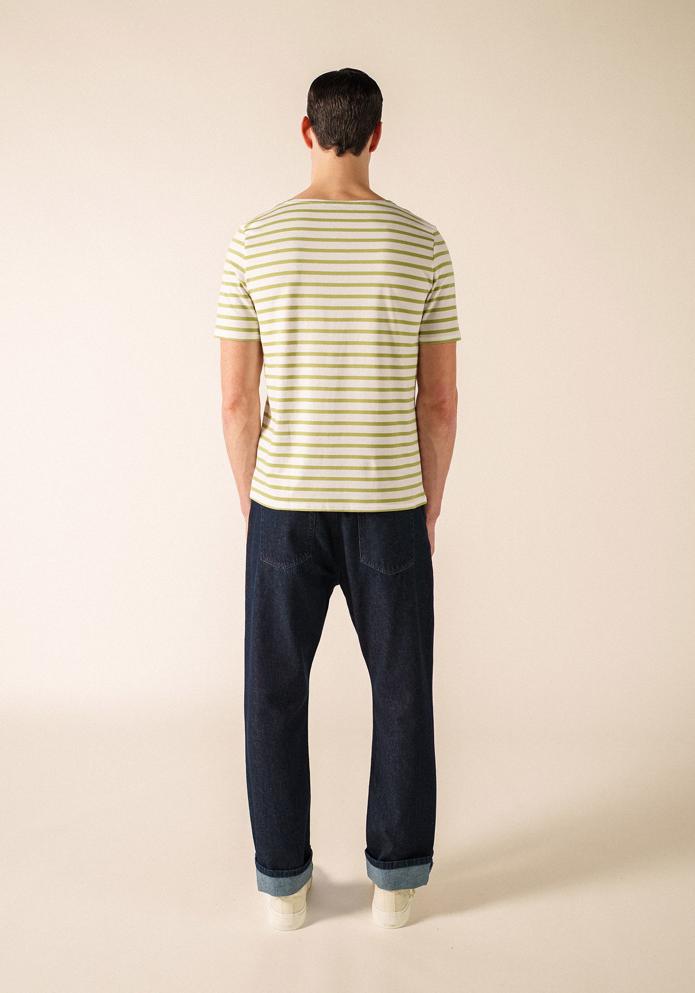 Levant Breton Shirt (WHITE / SAGE OLIVE)