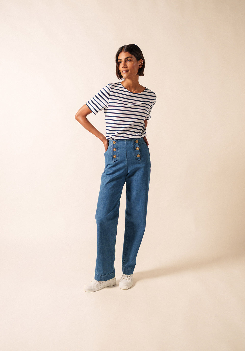 Levant Breton Shirt (WHITE / NAVY)