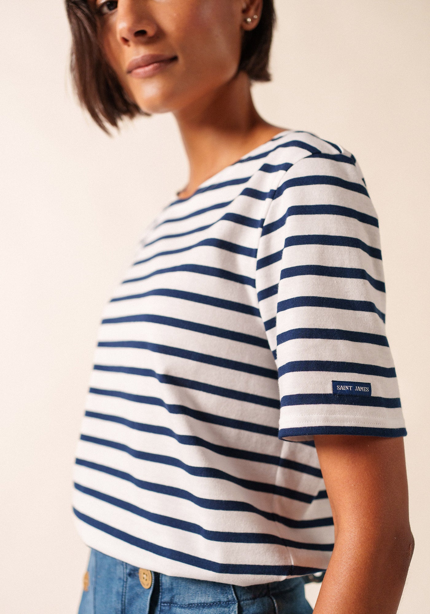 Levant Breton Shirt (WHITE / NAVY)