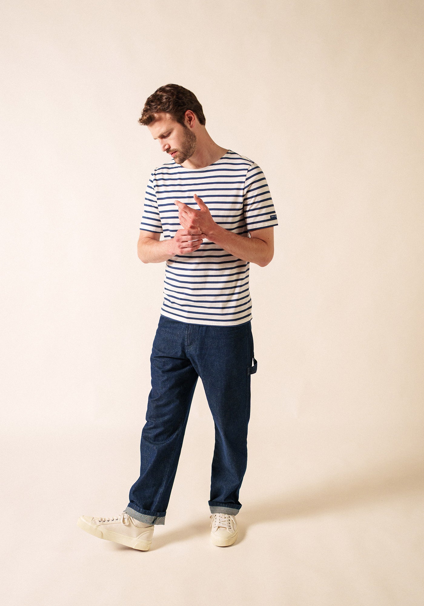 Levant Breton Shirt (WHITE / NAVY)