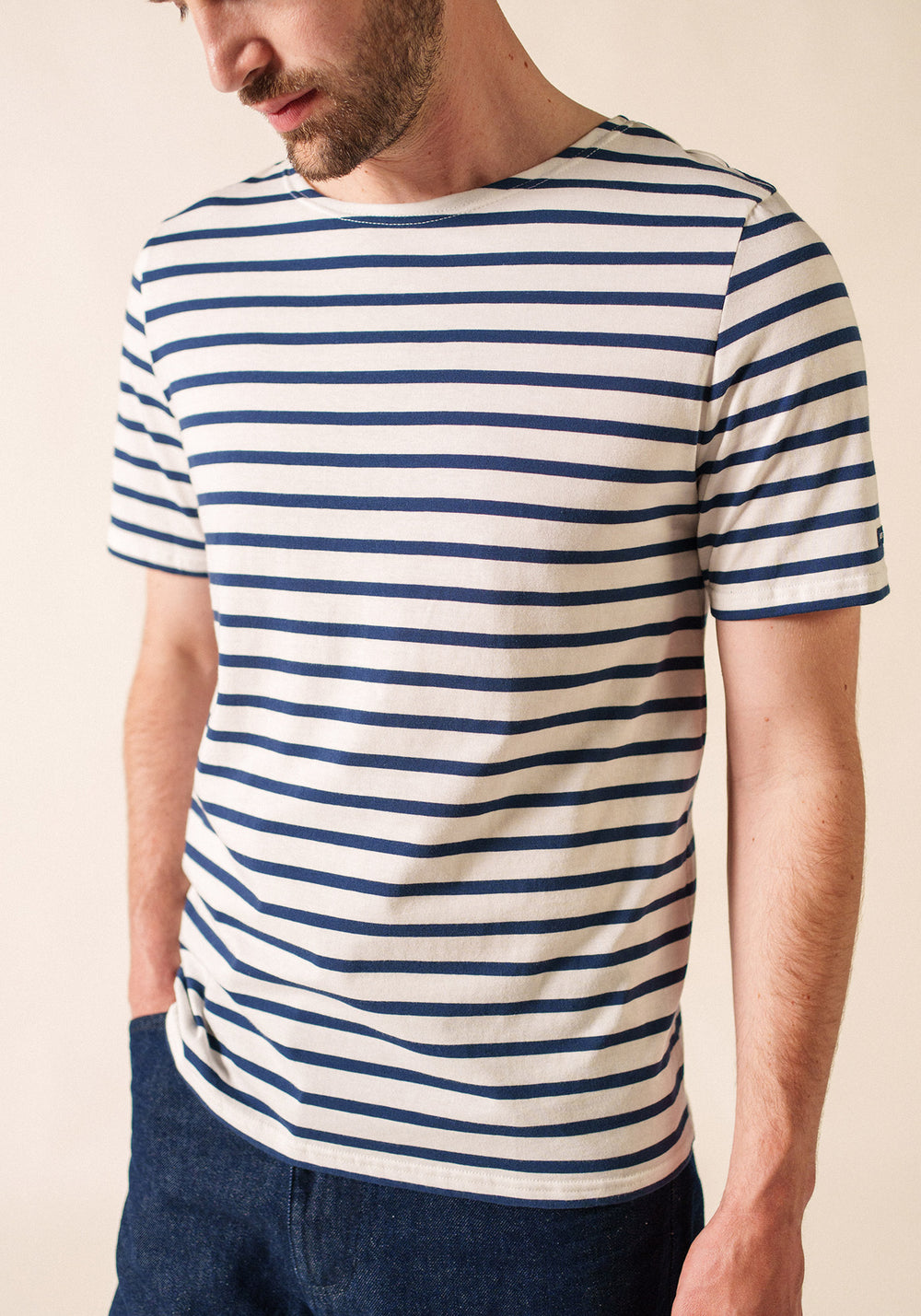 Levant Breton Shirt (WHITE / NAVY)