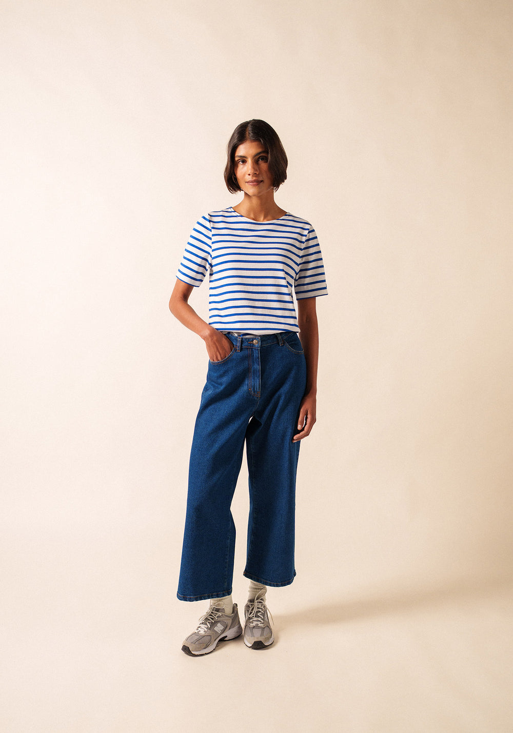 Levant Breton Shirt (WHITE / ROYAL BLUE)