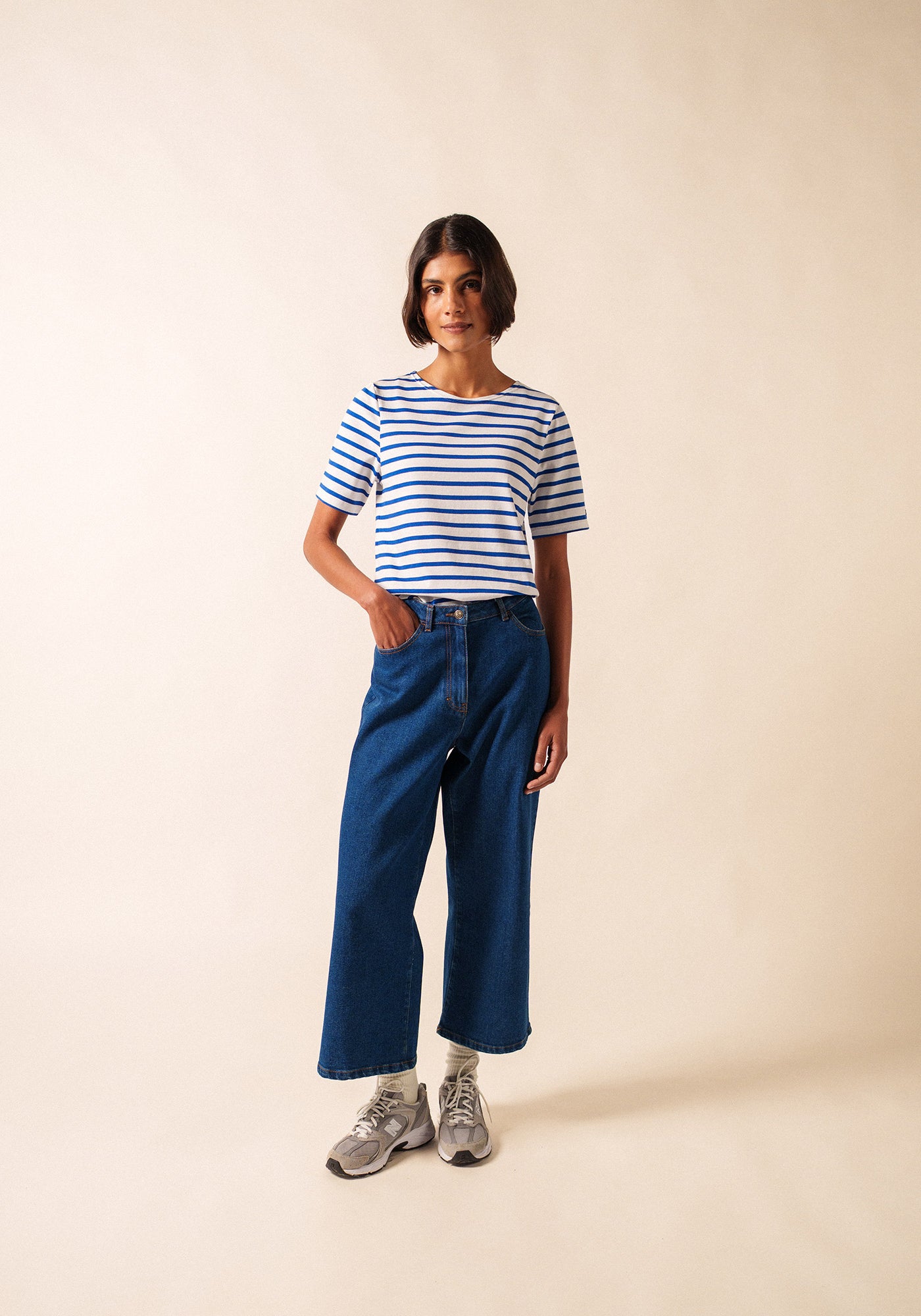 Levant Breton Shirt (WHITE / ROYAL BLUE)